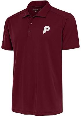Antigua Philadelphia Phillies Mens Maroon Tribute Short Sleeve Polo