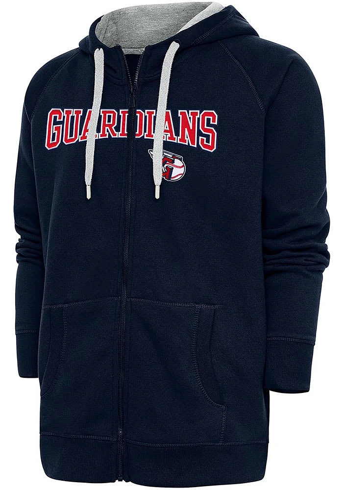 Antigua Cleveland Guardians Mens Navy Blue Victory Long Sleeve Full Zip Jacket