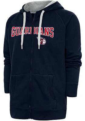 Antigua Cleveland Guardians Mens Navy Blue Victory Long Sleeve Full Zip Jacket