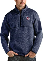 Antigua Cleveland Guardians Mens Navy Blue Fortune Long Sleeve Qtr Zip Pullover