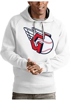 Antigua Cleveland Guardians Mens White Victory Logo Long Sleeve Hoodie