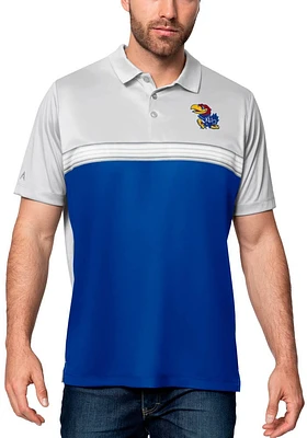 Antigua Kansas Jayhawks Mens Blue Answer Short Sleeve Polo