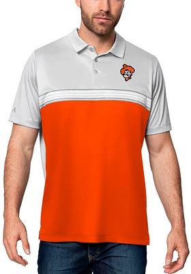 Antigua Oklahoma State Cowboys Mens Orange Answer Short Sleeve Polo