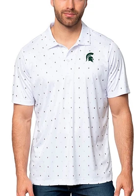 Antigua Michigan State Spartans Mens White 19th Hole Short Sleeve Polo