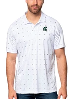 Antigua Michigan State Spartans Mens White 19th Hole Short Sleeve Polo