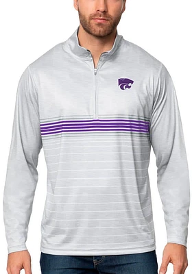 Antigua K-State Wildcats Mens Grey Bullseye Long Sleeve Qtr Zip Pullover