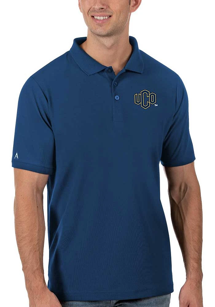 Antigua Central Oklahoma Bronchos Mens Blue Legacy Short Sleeve Polo