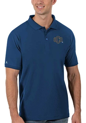Antigua Central Oklahoma Bronchos Mens Blue Legacy Short Sleeve Polo