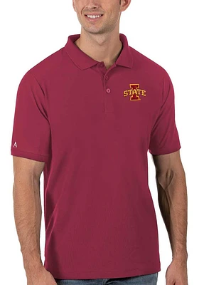 Antigua Iowa State Cyclones Mens Cardinal Legacy Short Sleeve Polo