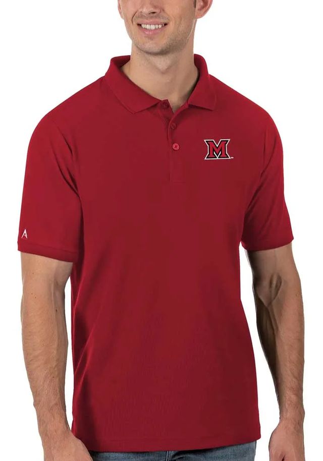 Antigua Miami RedHawks Mens Red Legacy Short Sleeve Polo