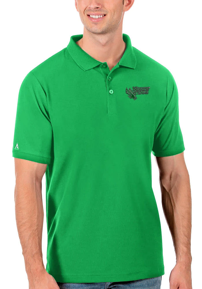 Antigua North Texas Mean Green Mens Kelly Legacy Short Sleeve Polo