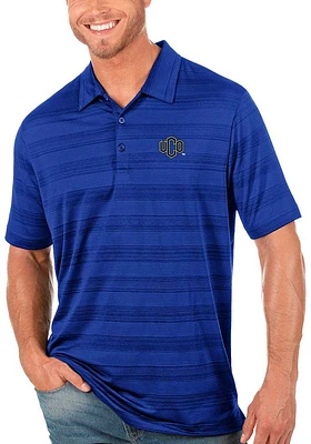 Antigua Central Oklahoma Bronchos Mens Blue Compass Tonal Stripe Short Sleeve Polo