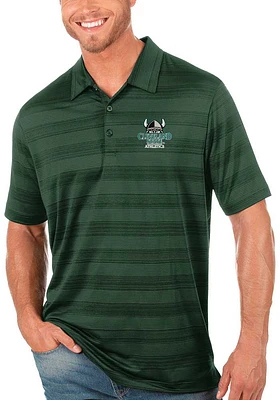 Antigua Cleveland State Vikings Mens Green Compass Tonal Stripe Short Sleeve Polo