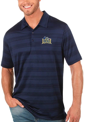 Antigua Drexel Dragons Mens Navy Blue Compass Tonal Stripe Short Sleeve Polo