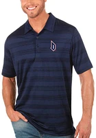 Antigua Duquesne Dukes Mens Navy Blue Compass Tonal Stripe Short Sleeve Polo