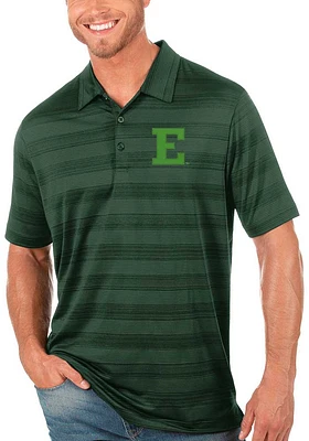 Antigua Eastern Michigan Eagles Mens Green Compass Tonal Stripe Short Sleeve Polo