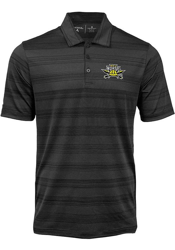 Antigua Northern Kentucky Norse Mens Black Compass Tonal Stripe Short Sleeve Polo