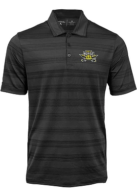 Antigua Northern Kentucky Norse Mens Black Compass Tonal Stripe Short Sleeve Polo