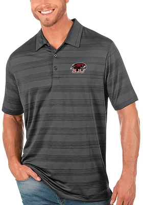 Antigua Saint Josephs Hawks Mens Black Compass Tonal Stripe Short Sleeve Polo