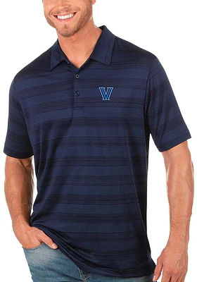 Antigua Villanova Wildcats Mens Navy Blue Compass Tonal Stripe Short Sleeve Polo