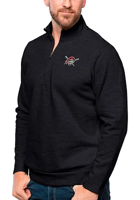 Antigua Pittsburgh Pirates Mens Black Gambit Long Sleeve Qtr Zip Pullover