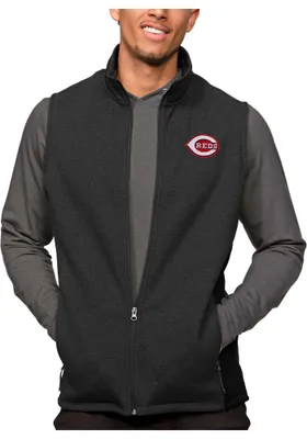 Antigua Cincinnati Reds Mens Black Course Sleeveless Jacket