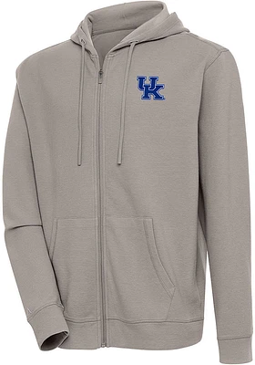 Antigua Kentucky Wildcats Mens Oatmeal Rake Bunker Long Sleeve Full Zip Jacket