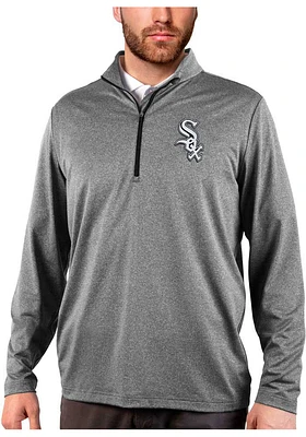 Antigua Chicago White Sox Mens Black Rally 2.0 Long Sleeve Qtr Zip Pullover
