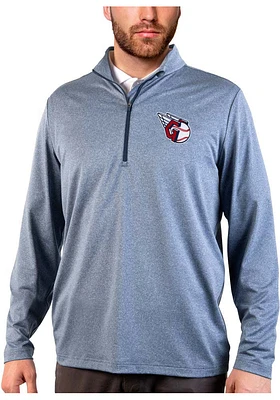Antigua Cleveland Guardians Mens Navy Blue Rally 2.0 Long Sleeve Qtr Zip Pullover