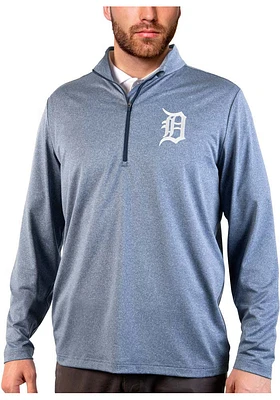 Antigua Detroit Tigers Mens Navy Blue Rally 2.0 Long Sleeve Qtr Zip Pullover