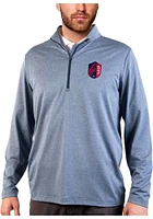 Antigua St Louis City SC Mens Navy Blue Rally 2.0 Long Sleeve Qtr Zip Pullover