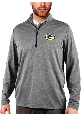 Antigua Green Bay Packers Mens Black Rally 2.0 Long Sleeve Qtr Zip Pullover
