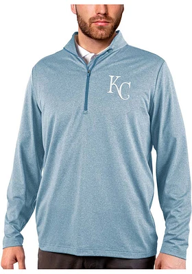 Antigua Kansas City Royals Mens Light Blue Rally 2.0 Long Sleeve Qtr Zip Pullover