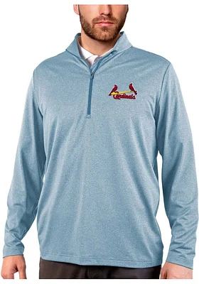 Antigua St Louis Cardinals Mens Light Blue Rally 2.0 Long Sleeve Qtr Zip Pullover