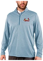 Antigua St Louis Cardinals Mens Light Blue Rally 2.0 Long Sleeve Qtr Zip Pullover