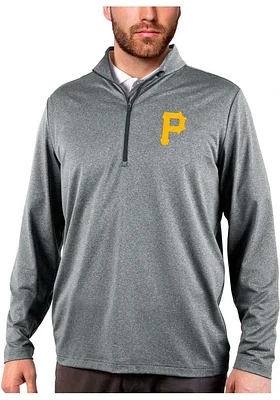 Antigua Pittsburgh Pirates Mens Charcoal Rally 2.0 Long Sleeve Qtr Zip Pullover