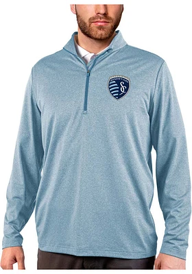 Antigua Sporting Kansas City Mens Light Blue Rally 2.0 Long Sleeve Qtr Zip Pullover