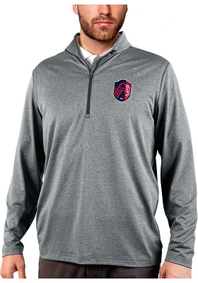 Antigua St Louis City SC Mens Charcoal Rally 2.0 Long Sleeve Qtr Zip Pullover