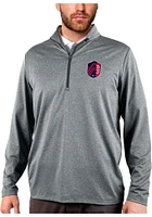 Antigua St Louis City SC Mens Charcoal Rally 2.0 Long Sleeve Qtr Zip Pullover