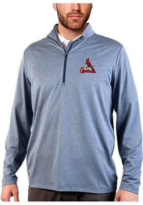 Antigua St Louis Cardinals Mens Navy Blue Rally 2.0 Long Sleeve Qtr Zip Pullover