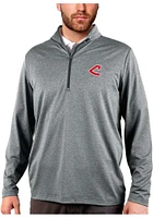 Antigua Cleveland Guardians Mens Charcoal Rally 2.0 Long Sleeve Qtr Zip Pullover