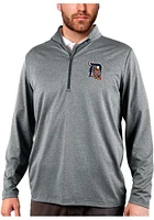 Antigua Detroit Tigers Mens Charcoal Rally 2.0 Long Sleeve Qtr Zip Pullover