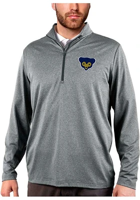 Antigua Chicago Cubs Mens Charcoal Rally 2.0 Long Sleeve Qtr Zip Pullover