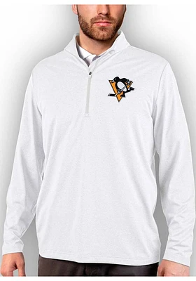 Antigua Pittsburgh Penguins Mens White Rally 2.0 Long Sleeve Qtr Zip Pullover