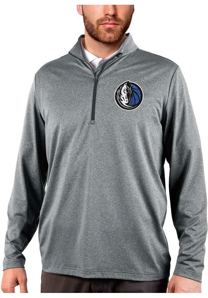 Antigua Dallas Mavericks Mens Charcoal Rally 2.0 Long Sleeve Qtr Zip Pullover