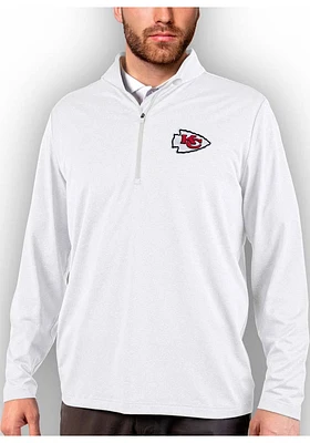 Antigua Kansas City Chiefs Mens White Rally 2.0 Long Sleeve Qtr Zip Pullover