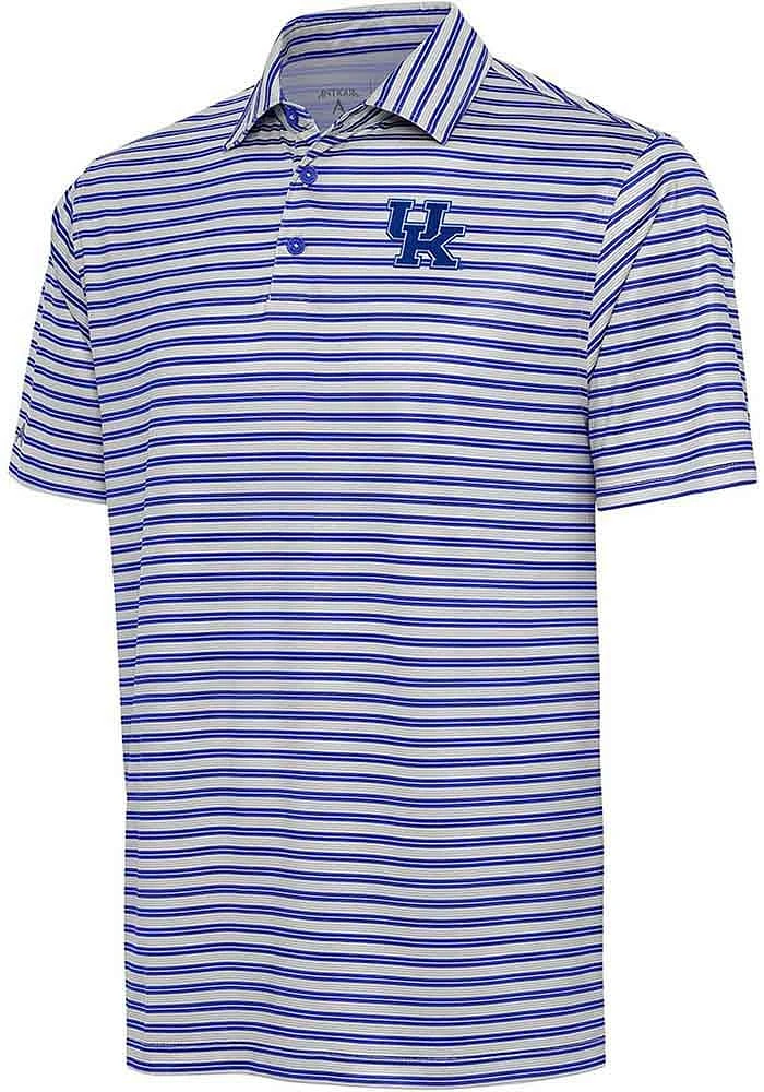 Antigua Kentucky Wildcats Mens Blue Turn Stripe Short Sleeve Polo