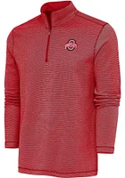 Antigua Ohio State Buckeyes Mens Red Shore Bunker Long Sleeve Qtr Zip Pullover