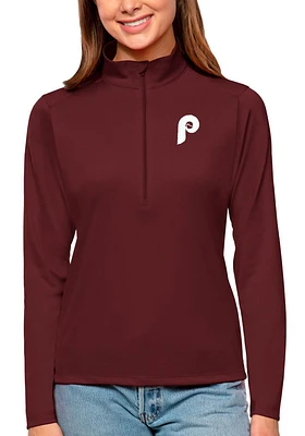 Antigua Philadelphia Phillies Womens Maroon Tribute Qzip Qtr Zip