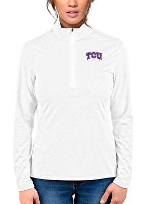 Antigua TCU Horned Frogs Womens White Heather Qtr Zip Pullover